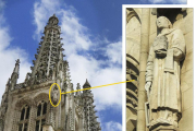 La torre norte de la Catedral aloja la estatua del mártir oscense que protagonizó el histórico incidente. DARÍO GONZALO