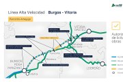Distribución de los tramos del trazado de alta velocidad ferroviaria entre Burgos y Vitoria.