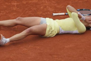 Garbiñe Muguruza, instantes después de lograr su mejor triunfo.-AP / DAVID VINCENT