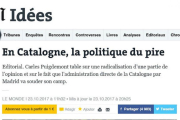 Captura del editorial de Le Monde sobre Cataluña de este 23 de octubre.-EL PERIÓDICO