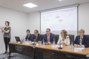 De izqda a dcha: García, Fernández Mardomingo, Benavente, Bernabé y Alonso durante la presentación dela herramienta.-ICAL
