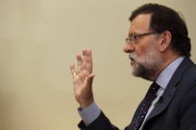 Mariano Rajoy, este jueves, en Madrid.-Foto: EFE / JAVIER LIZÓN