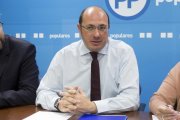 El presidente de Murcia, Pedro Antonio Sánchez, en una reunión de la ejecutiva autonómica del PP.-MARCIAL GUILLÉN