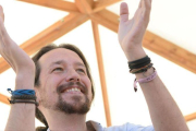 Pablo Iglesias durante el acto de conmemoración de la Diada en Barcelona.-JOSEP LAGO / AFP