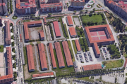 Imagen aérea del parque de Artillería y del cuartel Diego Porcelos, en la capital burgalesa.-ECB
