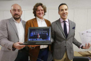 Villarreal, Tremzal y Sancho presentaron ayer la web y mostraron los acuerdos que tienen con Boca y Argentinos Juniors-RAÚL G. OCHOA