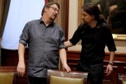 Xavier Domènech y Pablo Iglesias en el Congreso.-JOSE LUIS ROCA