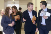 Javier Lacalle, Javier Peña y Carolina Blasco fueron los encargados de presentar el congreso.-RAÚL G. OCHOA
