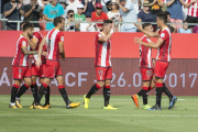 Los jugadores del Girona celebran el gol ante el City.-GLÒRIA SÁNCHEZ / ICONNA