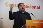 Oriol Junqueras, este sábado, en el Consell Nacional de ERC.-RICARD CUGAT