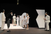 Gabriel Pérez, Jairo Aliende, Daniel Jaén, Águeda Becerril, Rubén Quintanilla, María Plantalamor y Laura Mesa, de i. a d., durante el ensayo.-Israel L. Murillo