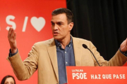 Pedro Sánchez, este domingo durante su mitin en Las Palmas de Gran Canaria.-