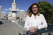 Susana Díaz, durante una entrevista de EL PERIÓDICO, el pasado mayo, en el Parque de la España Industrial de Sants, en Barcelona.-JULIO CARBO