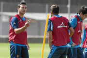 DiegoSuárez durante un entrenamiento con el Real Zaragoza.-