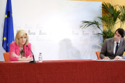 Verónica Casado y Juan Carlos Suárez-Quiñones comparecen para informar de la situación en la Comunidad por el coronavirus. E.M.