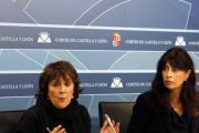 La portavoz del Grupo Parlamentario Socialista en las Cortes de Castilla y León, Ana Redondo y la portavoz de Sanidad en las Cortes, Mercedes Martín-Ical