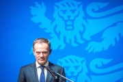 Donald Tusk durante su rueda de prensa en Tallin, la capital de Estonia.-MARKO MUMM / AFP