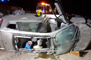 Imagen del accidente en la A-62, en Revilla-Vallejera. BOMBEROS DE BURGOS