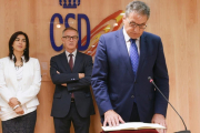 Mariano Soriano, durante la toma de posesión en el CSD.-EL PERIÓDICO