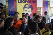 Juan Guaidó en un acto con motivo de la detención de opositor Leopoldo López, actualmente preso.-AFP