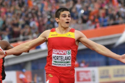 Bruno Hortelano, en la carrera de 200 en la que ganó el campeonato de Europa, en julio pasado-AP