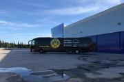 El autobús del Borussia, en enero, en Alhaurín de la Torre.-