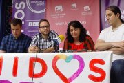Los miembros de la candidatura, durante el acto de ayer en Aranda.-L. VELÁZQUEZ