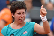 Carla Suárez celebra su victoria en el torneo de Roma, este sábado.-Foto: ETTORE FERRARI / EFE