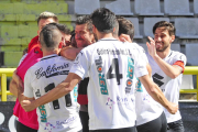 Los jugadores del Burgos CF festejan el tanto del pasado domingo-Israel L. Murillo