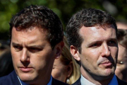 Albert Rivera y Pablo Casado, el pasado 11 de marzo en Madrid, durante el aniversario de la masacre terrorista.-EFE / EMILIO NARANJO