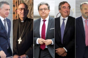 De izquierda a derecha, Íñigo Urkullu, Juan José Omella, Enric Millo, Juan Rosell y Pedro Arriola.-EL PERIÓDICO