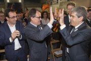 Artur Mas y Francesc Homs, en el mitin de Democràcia i Llibertat en Tarragona.-JOAN REVILLAS