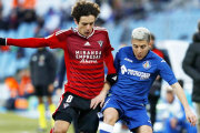 Sangalli forcejea con un jugador del Getafe en el encuentro de ayer en el Coliseum Alfonso Pérez-LaLiga.com