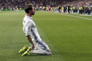 Sergio Ramos celebra un gol del Madrid.-EFE