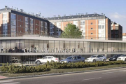 Recreación del edificio del centro cívico oeste en una vista desde la avenida de la Independencia.-BARRIO Y CAMENO ARQUITECTOS