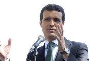 El presidente del PP, Pablo Casado, en un acto en Madrid para presentar a los candidatos al Congreso y al Senado.-DAVID CASTRO