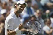 Novak Djokovic celebra un punto, en la final de Wimbledon ante Anderson. /-AP