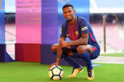Semedo, durante la presentación en el Camp Nou.-AFP / LLUÍS GENÉ