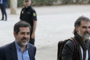 Jordi Sánchez y Jordi Cuixart llegan a la Audiencia Nacional el pasado 16 de octubre.-JOSÉ LUIS ROCA