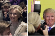 Combo de fotografías de Clinton y Trump, tras votar en sus respectivos centros electorales, este martes.-AP / ANDREW HARNIK / RICHARD DREW