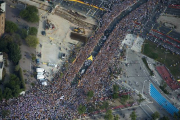 Imagen aérea de la Via Lliure, el pasado Onze de Setembre.-FERRAN SENDRA