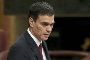 El líder del PSOE, Pedro Sánchez, durante su intervención hoy en el pleno del Congreso.-Foto: EFE