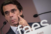 El expresidente José María Aznar, en el foro FAES de Valencia.-MIGUEL LORENZO