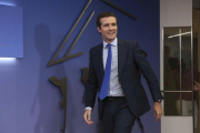 Pablo Casado, en rueda de prensa en Madrid.-DAVID CASTRO