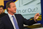 Una imagen del primer ministro británico, David Cameron, en el programa de Sky News de la noche del jueves.-CHRIS LOBINA