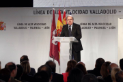 El presidente de la junta, Juan Vicente Herrera, durante su intervención en la inauguración de la línea de alta velocidad que hace el trayecto Madrid-Palencia-León-Ical
