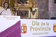 La consejera de Movilidad y Transformación Digital, María González Corral, en su intervención en Castrojeriz. ICAL