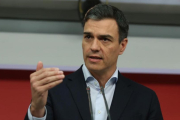 Pedro Sánchez, el pasado lunes en la sede del PSOE.-DAVID CASTRO