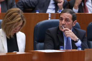 El consejero de Sanidad, Antonio Sáez Aguado, durante el pleno en las Cortes de Castilla y León-Ical