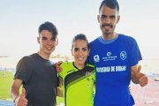Pablo Sánchez, Lidia Campo y Dani Arce en Huelva-ECB